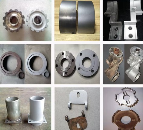 Piezas metálicas antes y después del proceso de sand blast